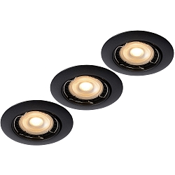 LED Einbaustrahler FOCUS, � 8,1 cm, GU10, 3x5W, 3000K, 3er Set, dimmbar, schwarz