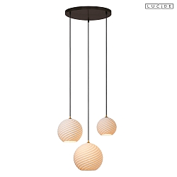 pendant luminaire BINA 3 flames E27 IP20, black, white dimmable