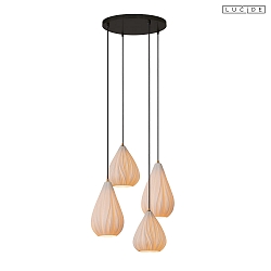 pendant luminaire CINZIA 4 flames E27 IP20, black, white dimmable