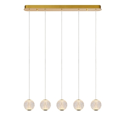 pendant luminaire CINTRA LED square IP20, gold matt, brass, transparent 