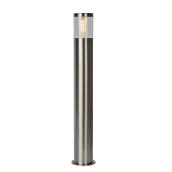 bollard lamp FEDOR cylindrical, direct E27 IP44, chrome matt dimmable