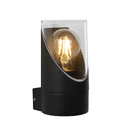 wall luminaire NORMAN cylindrical E27 IP65, black, transparent