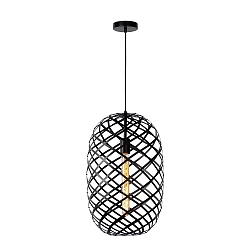 pendant luminaire WOLFRAM oval E27 IP20, black
