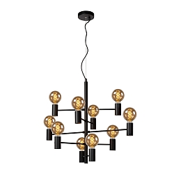 pendant luminaire LEANNE 10 flames, round E27 IP20, black