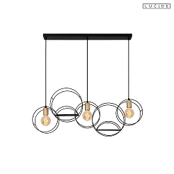 pendant luminaire CIRCLE 3 flames E27 IP20, black dimmable