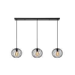 pendant luminaire DANZA 3 flames, square E27 IP20, black