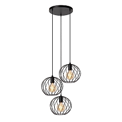 pendant luminaire DANZA 3 flames, round E27 IP20, black