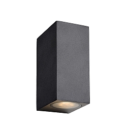 LED Outdoor Wandstrahler ZORA, IP44, eckig, 2-flammig, Up/Down, inkl. 2x GU10 LED 5W 3000K (dimmbar), schwarz