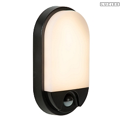 Outdoor LED Wandleuchte HUPS IR 120� 10W 3000K IP54 CRI>80, oval, inkl. PIR-Sensor , schwarz