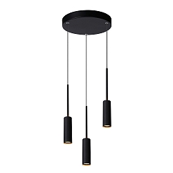 pendant luminaire TUBULE LED 3 flames, round IP20, black 