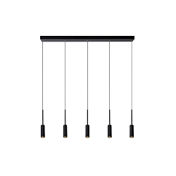 pendant luminaire TUBULE LED 5 flames, square IP20, black 