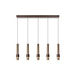 pendant luminaire MARGARY 5 flames IP20, gold matt, brass, coffee brown dimmable
