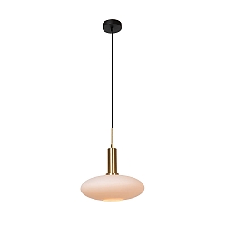 pendant luminaire SINGALA 1 flame E27 IP20, gold matt, brass, opal dimmable