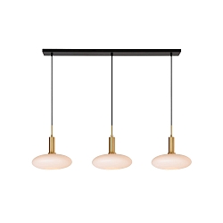 pendant luminaire SINGALA 3 flames E27 IP20, gold matt, brass, opal dimmable