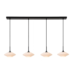 pendant luminaire TREVOR 4 flames G9 IP20, opal, black dimmable