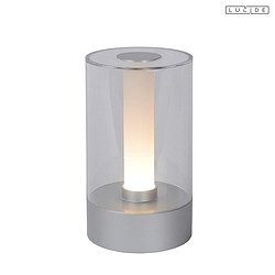 table lamp TURBIN LED cylindrical IP20, chrome matt, transparent dimmable