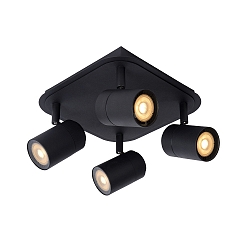 LED Deckenstrahler LENNERT Badezimmerleuchte, GU10, 4x5W, 3000K, dimmbar, IP44, schwarz