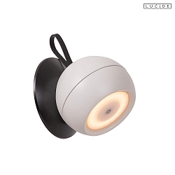 battery wall luminaire LUNEX swivelling, rotatable IP54, white dimmable