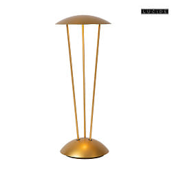 battery table lamp RENEE IP54, gold matt, brass dimmable
