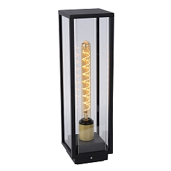 bollard lamp LAURENS E27 IP54, black, transparent 