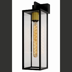Outdoor Wandleuchte LAURENS, 49cm, E27, IP54, schwarz / gold matt / messing