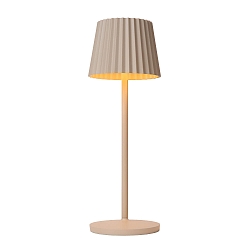 battery table lamp JUSTINE IP54, beige dimmable