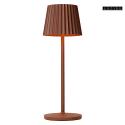 battery table lamp JUSTINE IP54, rust dimmable