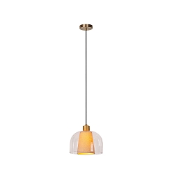 pendant luminaire GUNHILD 1 flame E27 IP20, beige, transparent dimmable
