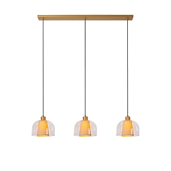 pendant luminaire GUNHILD 3 flames E27 IP20, beige, transparent dimmable