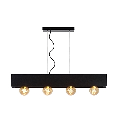 pendant luminaire SURTUS 4 flames, square E27 IP20, black