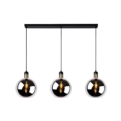 pendant luminaire JULIUS 3 flames E27 IP20, smoky colour, black