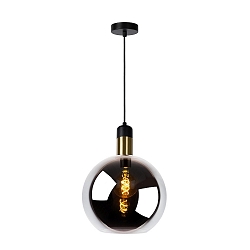 pendant luminaire JULIUS round E27 IP20, gold matt, brass, smoky colour