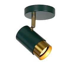 spot FLORIS cylindrical GU10 IP20, green, gold matt, brass
