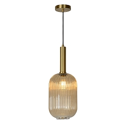 pendant luminaire MALOTO cylindrical E27 IP20, amber, gold matt, brass