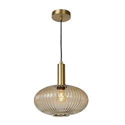 pendant luminaire MALOTO round E27 IP20, amber, gold matt, brass