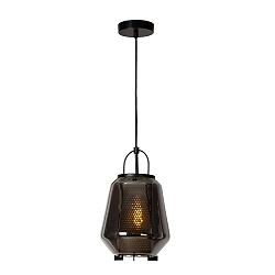 pendant luminaire SISKA oval E27 IP20, smoky colour, black