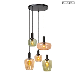 pendant luminaire ILONA 5 flames E27 IP20, multicolour, black dimmable