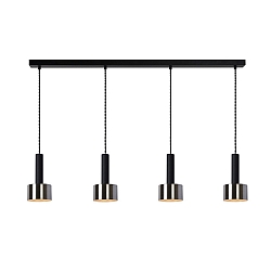 pendant luminaire TEUN 4 flames E27 IP20, nickel, black