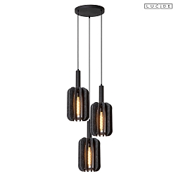 pendant luminaire RAFAL 3 flames E27 IP20, grey, black dimmable