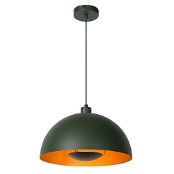 pendant luminaire SIEMON E27 IP20, green, gold matt, brass