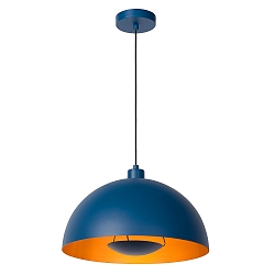 pendant luminaire SIEMON E27 IP20, blue, gold matt, brass