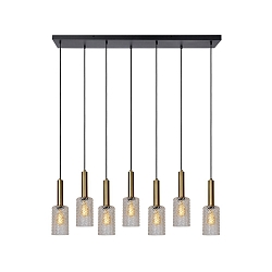 pendant luminaire CORALIE square E27 IP20, gold matt, brass, transparent