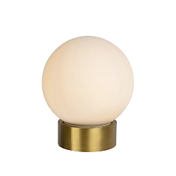table lamp JORIT round E27 IP20, gold matt, brass, opal 