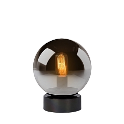 table lamp JORIT round E27 IP20, smoky colour, black 
