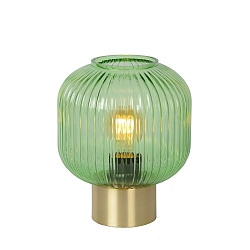 table lamp MALOTO round E27 IP20, green, gold matt, brass 