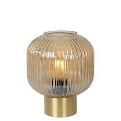 table lamp MALOTO round E27 IP20, amber, gold matt, brass 