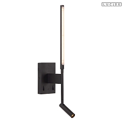 LED Wandleuchte FINAN 120� 6W 2700K IP20 CRI>80 m. Lesespot inkl. USB-Ladepunkt schwarz
