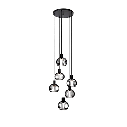 Pendelleuchte MIKAELA, 6-flammig, � 35cm, 6x E14, IP20, dimmbar, schwarz