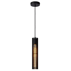 pendant luminaire LIONEL cylindrical E27 IP20, black