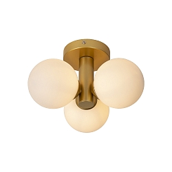 Badezimmer-Deckenleuchte TRUDY, IP44, 3-flammig, � 28cm, 3x G9, Gold matt / Messing / Opalglas